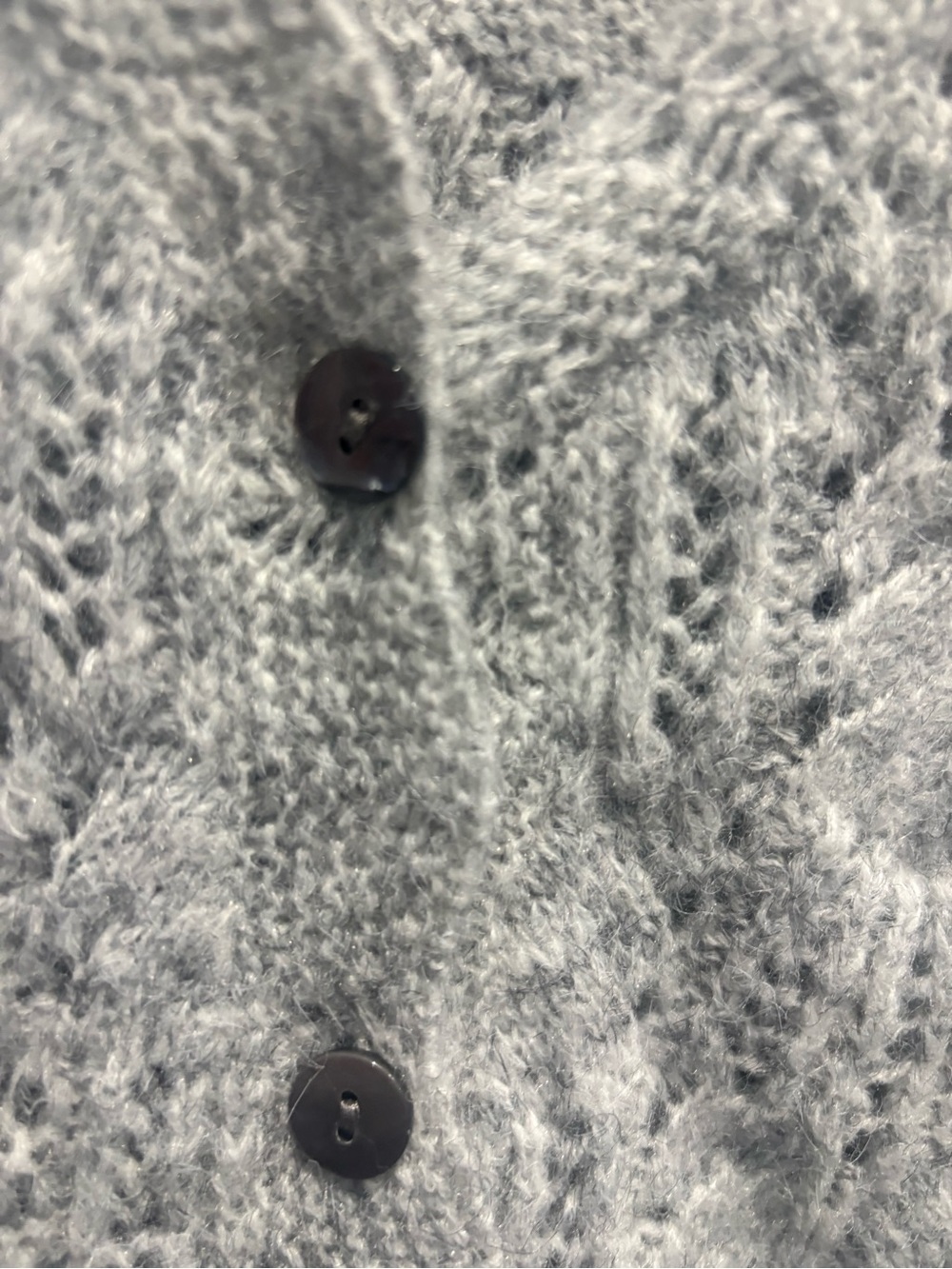 Sundance Scallop V-Neck Light Gray Cable Cardigan - Picture 4 of 9